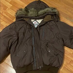 Rocawear Brown Quilted Puffer Jacket with Hood